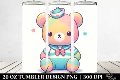 Colorful Bear in Sailor Suit Sublimation Clipart Product Image 2