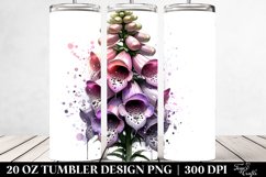 20 Oz Tumbler Sublimation | Foxglove Watercolor Splash Product Image 2