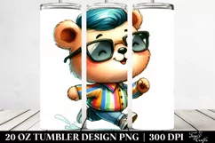 cute Baby Bear Running with Cool Haircut | 20 oz Tumbler Product Image 2