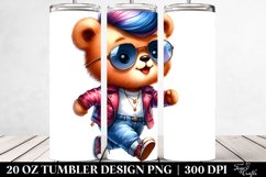 cute Baby Bear Running with Cool Haircut | 20 oz Tumbler Product Image 2