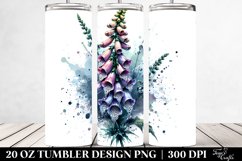 20 Oz Tumbler Sublimation | Foxglove Watercolor Splash Product Image 2
