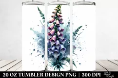 20 Oz Tumbler Sublimation | Foxglove Watercolor Splash Product Image 2