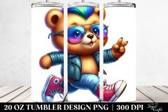 cute Baby Bear Running with Cool Haircut | 20 oz Tumbler Product Image 2