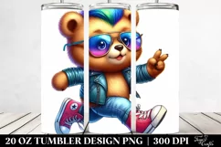 cute Baby Bear Running with Cool Haircut | 20 oz Tumbler Product Image 2