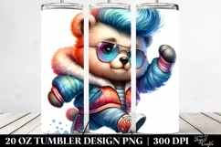 cute Baby Bear Running with Cool Haircut | 20 oz Tumbler Product Image 2