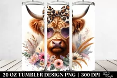 Highland Cow with Glasses Tumbler 20 oz Product Image 1