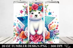 cute Polar Bear Sitting on Star | 20 oz Tumbler Product Image 2