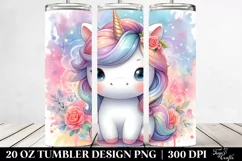 Cute Baby Unicorn Abstract Background 20 oz Tumbler Design Product Image 2