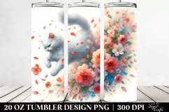 Cat Tumbling with Spring Petals | 20 oz Tumbler Product Image 2