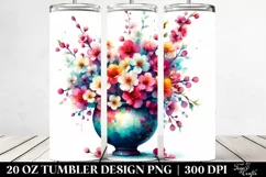 20 Oz Tumbler Sublimation | Colorful Vibrant Vase Cherry Product Image 2