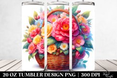20 Oz Tumbler Sublimation | Colorful Vibrant Basket Camellia Product Image 2