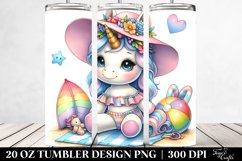 Cute Unicorn with Beachwear | 20 Oz Tumbler Product Image 2