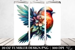Colorful Bird and Flowers 20 oz Tumbler Design Product Image 2
