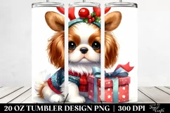 Watercolor Cavalier King Charles Spaniel with Reindeer Horns Product Image 2