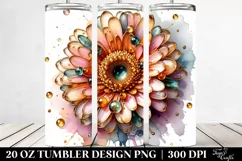 20 Oz Tumbler Sublimation | Gerbera Watercolor Splash Product Image 2