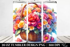 Vibrant Colorful Basket Camellia | 20 Oz Tumbler Product Image 2