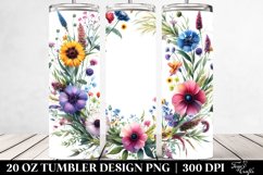 Centered Watercolor Wild Flowers | 20 oz Tumbler Product Image 2
