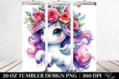 Cool Cut Unicorn,Floral Wreath,Watercolor Drawing | 20 oz Product Image 2