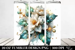 20 Oz Tumbler Sublimation | Jasmine Watercolor Splash Product Image 2
