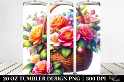 Vibrant Colorful Basket Camellia | 20 Oz Tumbler Product Image 2
