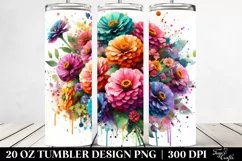 Abstract Colorful Bouquet with Zinnia | 20 Oz Tumbler Product Image 2