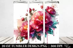 20 Oz Tumbler Sublimation | Peonies Watercolor Splash Product Image 2