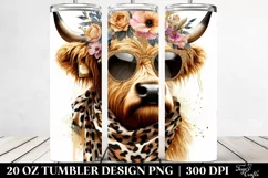 Elegant Watercolor Highland Cow with Animal Print Scarf | 20 Product Image 2