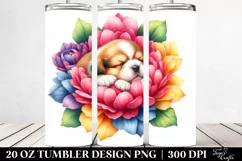 Colorful Watercolor Puppy Sleeping Flower 20 Oz Tumbler Product Image 2