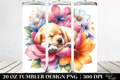 Colorful Watercolor Puppy Sleeping Flower 20 Oz Tumbler Product Image 2