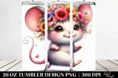 Cute Baby Mouse,Floral Wreath,Watercolor Drawing | 20 oz Product Image 2