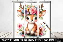 Cartoon-Style Deer with Flower Crown | 20 oz Tumbler Product Image 2