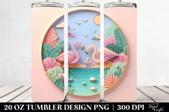 Colorful Flamingo Scene Design, High-Quality 20 Oz Tumbler Product Image 2