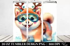 Watercolor Shiba Inu with Reindeer Horns Product Image 2