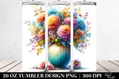 20 Oz Tumbler Sublimation | Colorful Vibrant Watercolor Vase Product Image 2