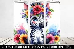 Adorned Zebra with Flower Crown | 20 oz Tumbler Product Image 2
