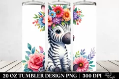 Adorned Zebra with Flower Crown | 20 oz Tumbler Product Image 2
