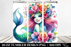 Smiling Mermaid Drawing | 20 oz Tumbler Product Image 2