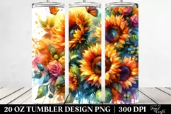Vibrant Sunflowers Watercolor Tumbler Design Product Image 2