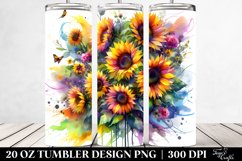 Vibrant Sunflowers Watercolor Tumbler Design Product Image 2
