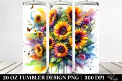 Vibrant Sunflowers Watercolor Tumbler Design Product Image 2