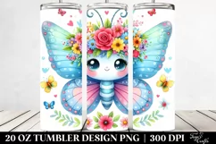 Cute Butterfly,Flower Crown,Watercolor | 20 oz Tumbler Product Image 2