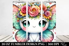 Cute Butterfly,Flower Crown,Watercolor | 20 oz Tumbler Product Image 2