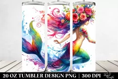 Running Mermaid Drawing | 20 oz Tumbler Product Image 2