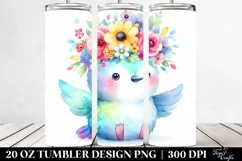 Cartoon-Style Cute Hummingbird with Flower Crown, 20 Oz Product Image 2