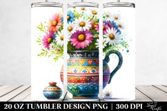 20 Oz Tumbler Sublimation | Colorful Vibrant Watercolor Vase Product Image 2