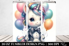 Colorful Baby Unicorn Balloon | 20 Oz Tumbler Product Image 2