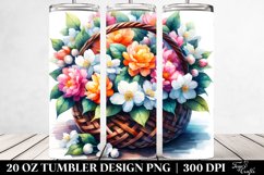 Colorful Watercolor Basket with Jasmine | 20 Oz Tumbler Product Image 2