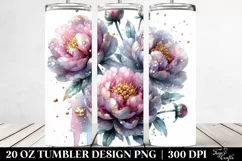 Shiny Peonies Watercolor Tumbler Product Image 2
