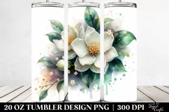 Glossy Jasmine Watercolor Splash | 20 Oz Tumbler Product Image 2