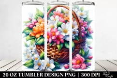 Colorful Watercolor Basket with Jasmine | 20 Oz Tumbler Product Image 2